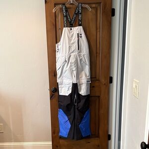 Montec Women's Ski Bib in White, Black, and Blue - worn once